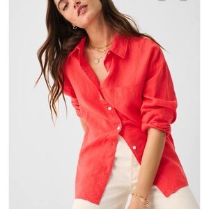 Faherty Laguna 100% Linen Relaxed Shirt Hibiscus size Medium